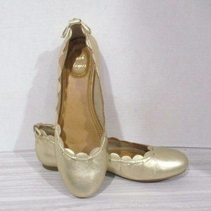 JACK ROGERS LUCIE GOLD LEATHER BALLET FLATS! SIZE 8.5M